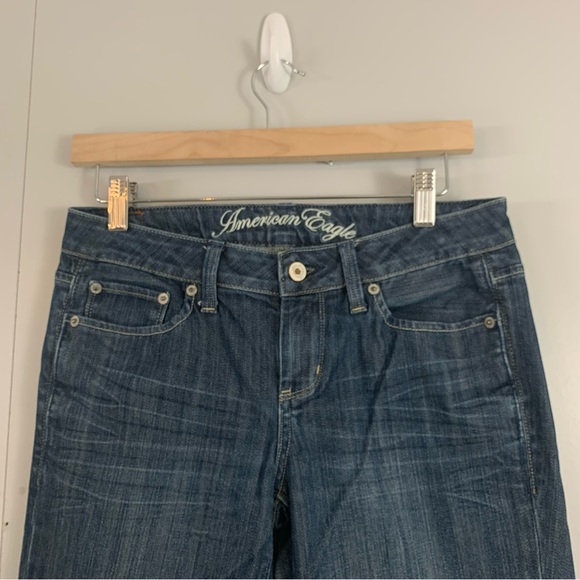New! AE American Eagle True Boot Jeans 4 Regular Dark Low Rise - Picture 2 of 9